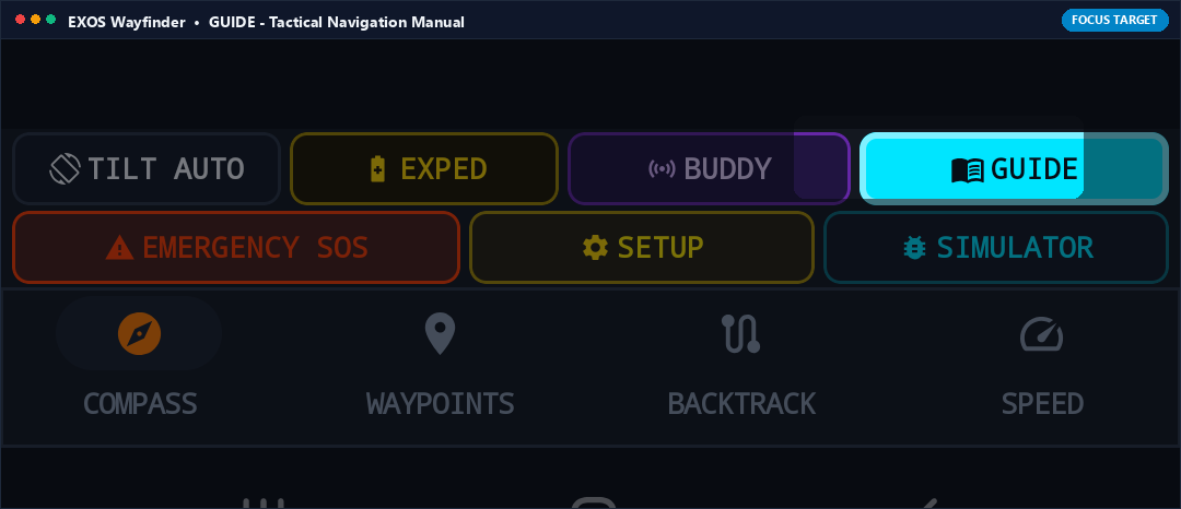 Actual App Snapshot: GUIDE (Offline Land Navigation Field Manual) Highlighted on Note 8 Interface
