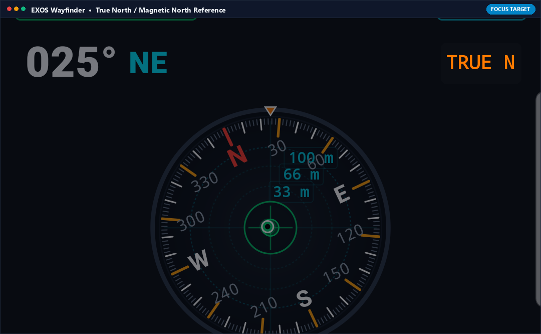 Actual App Snapshot: TRUE N / MAG N (North Azimuth Reference Toggle) Highlighted on Note 8 Interface