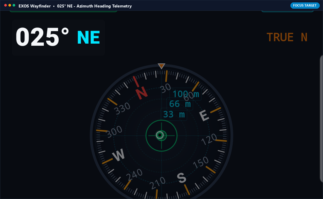 Actual App Snapshot: 025° NE Azimuth Heading Display Highlighted on Note 8 Interface