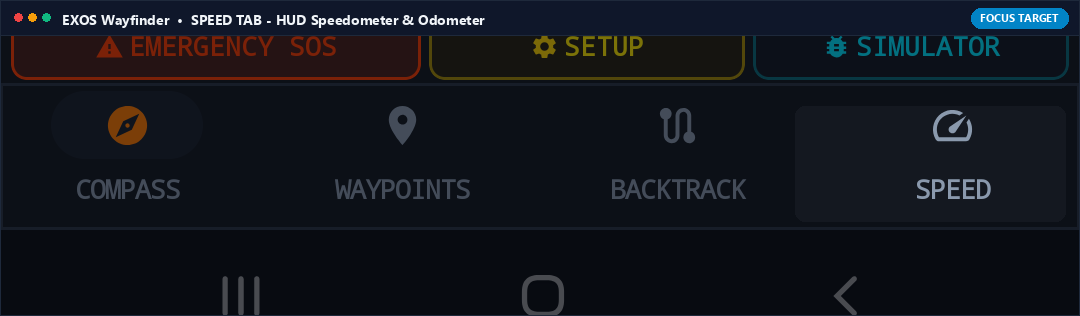 Actual App Snapshot: SPEED TAB (HUD Tactical Speedometer & Elevation) Highlighted on Note 8 Interface