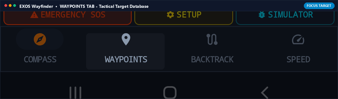 Actual App Snapshot: WAYPOINTS TAB (Target Database & MGRS Targets) Highlighted on Note 8 Interface