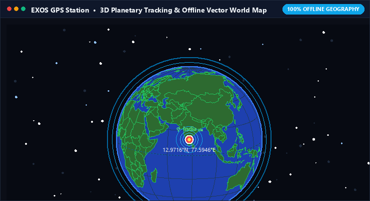 3D Planetary Constellation Tracking & Offline Vector World Map